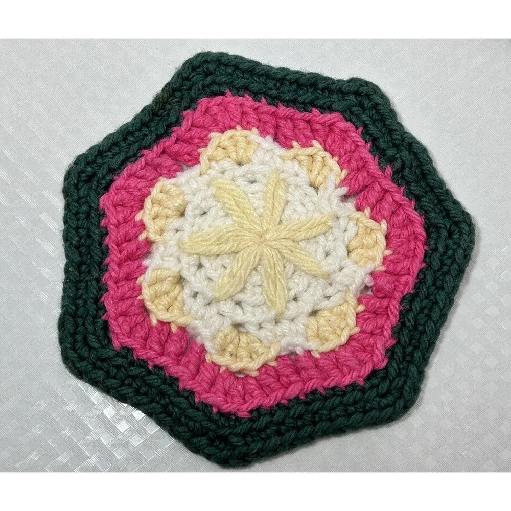 Set of Three Granny Hexagon Crochet Pot‎ Holders